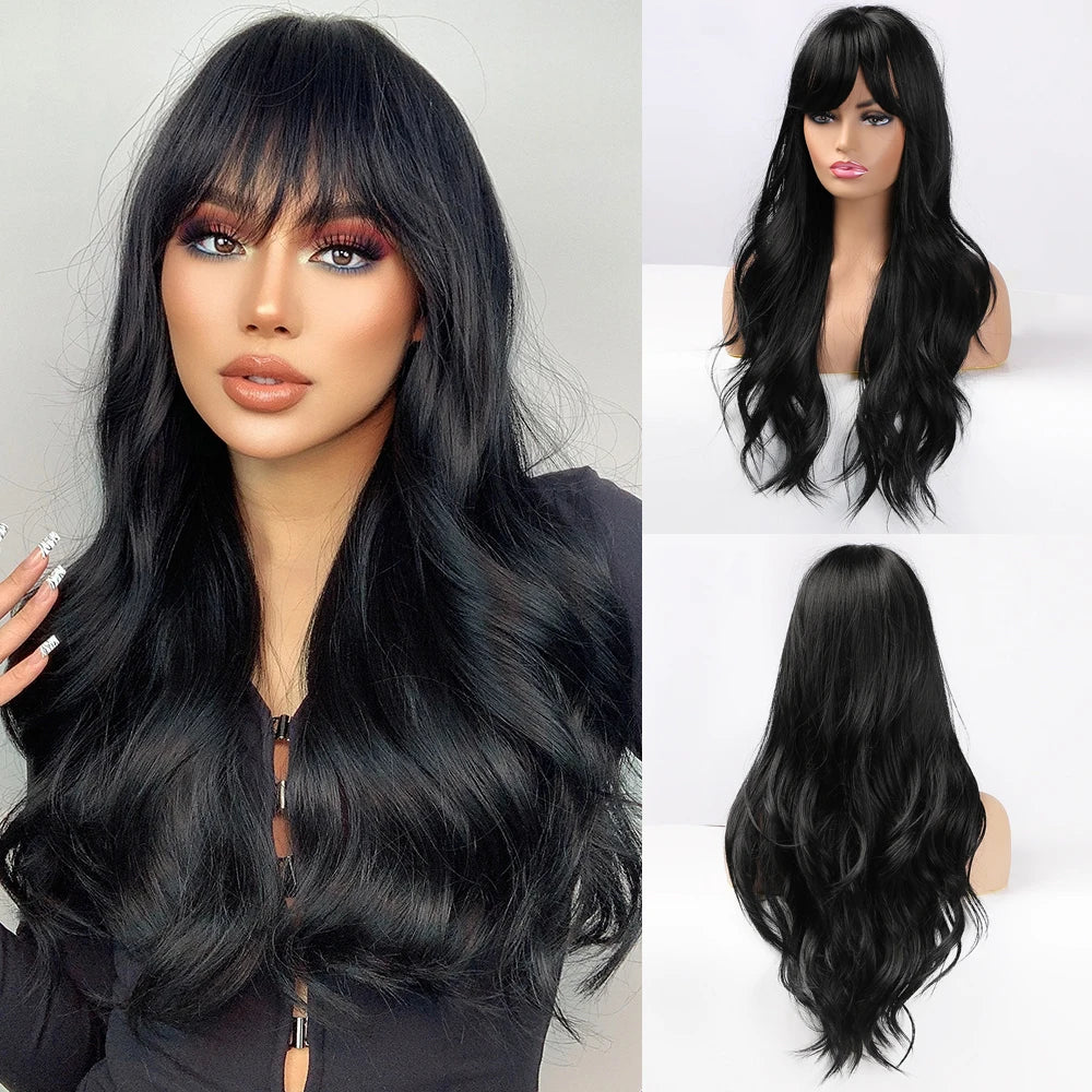 Glossette™ Dark Blue Long Straight Synthetic WigsGlossette™ Dark Blue Long Straight Synthetic Wigs