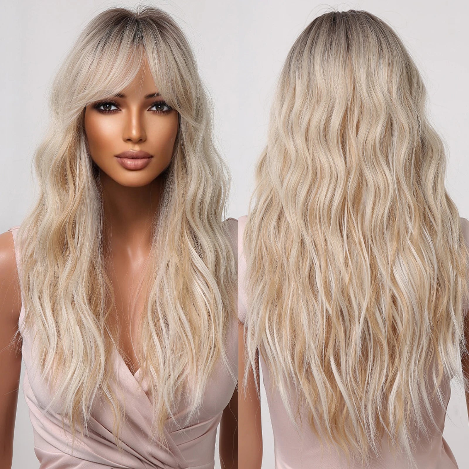 Glossette™ Ombre Beige Blonde Long Straight Synthetic WigsGlossette™ Ombre Beige Blonde Long Straight Synthetic Wigs