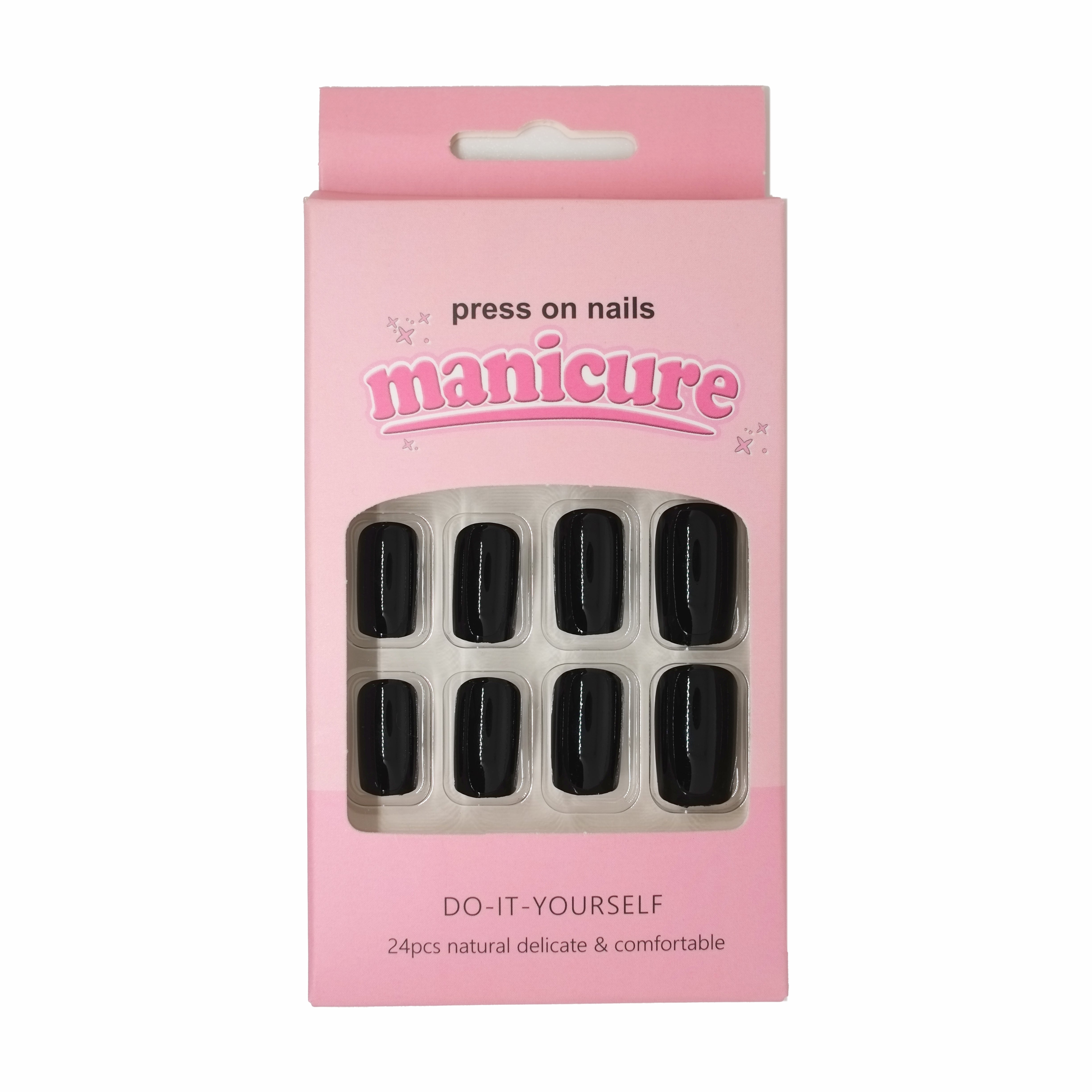 Black Medium Square NailsBlack Medium Square Nails