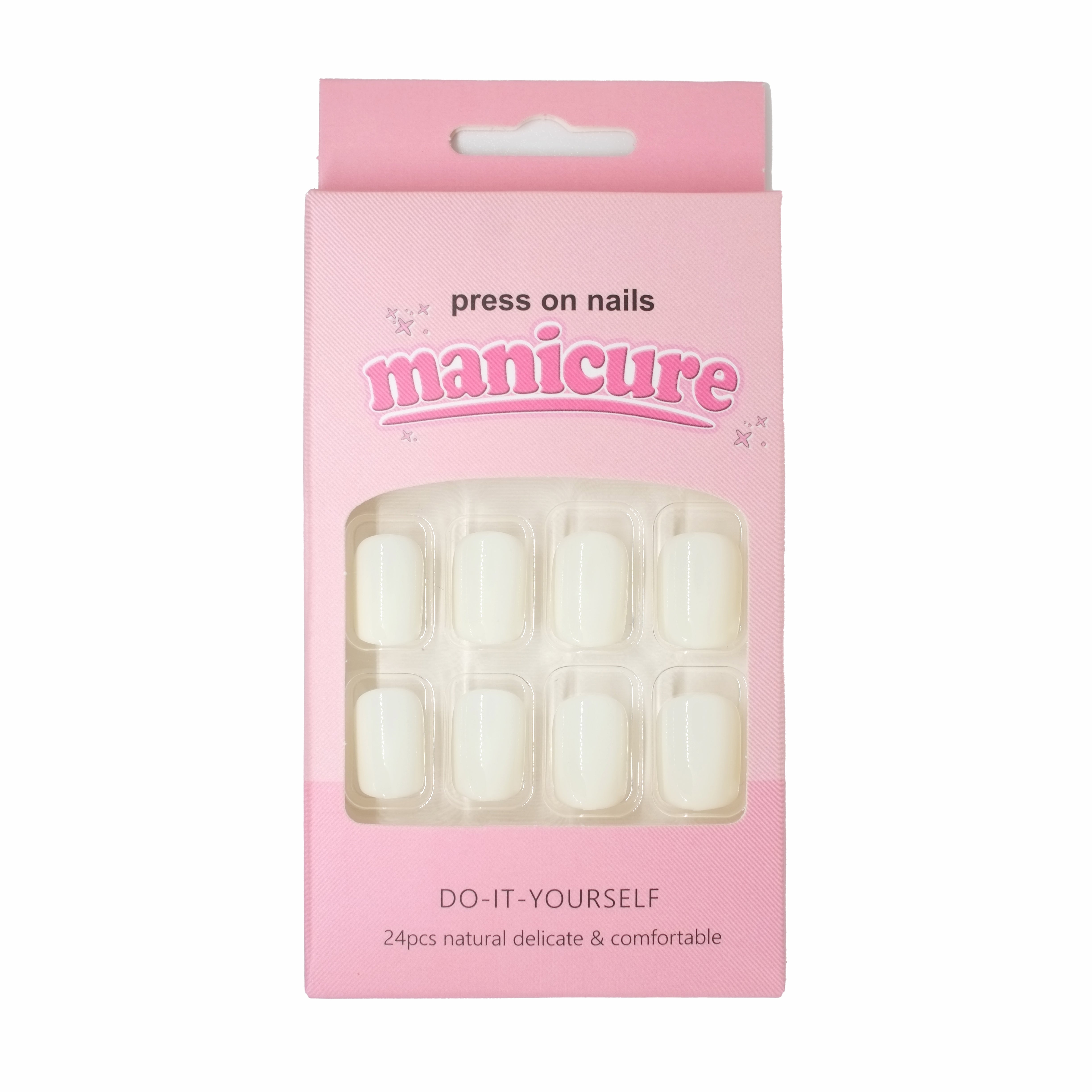 Cream White Short Square NailsCream White Short Square Nails